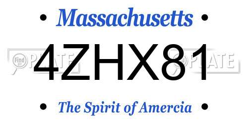 4ZHX81 Massachusetts License Plate
