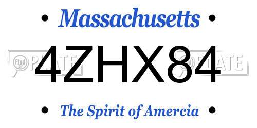 4ZHX84 Massachusetts License Plate