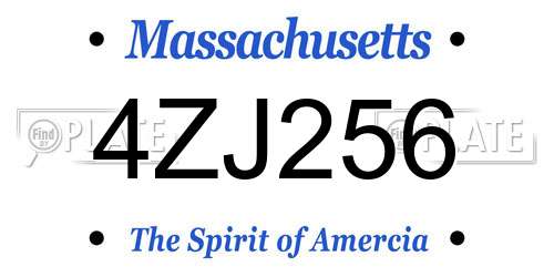 4ZJ256 Massachusetts License Plate