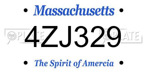 4ZJ329 Massachusetts License Plate
