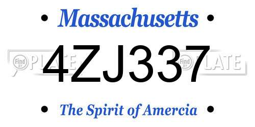 4ZJ337 Massachusetts License Plate