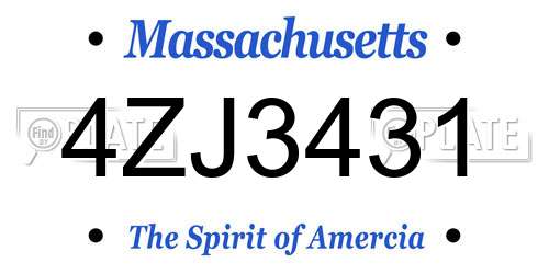 4ZJ3431 Massachusetts License Plate