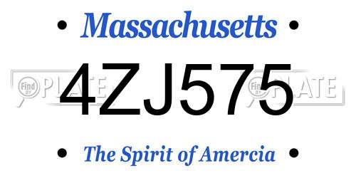 4ZJ575 Massachusetts License Plate