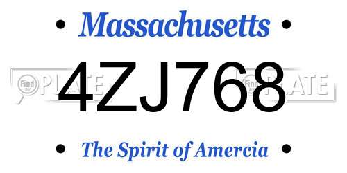 4ZJ768 Massachusetts License Plate
