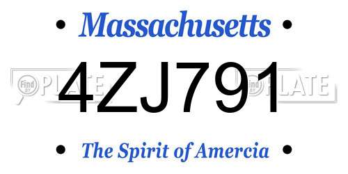 4ZJ791 Massachusetts License Plate