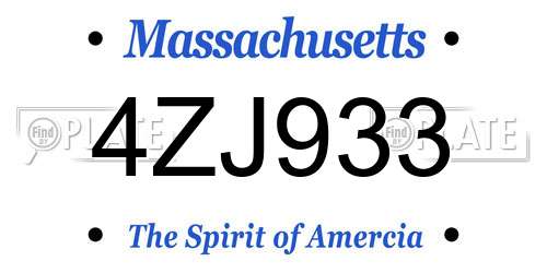 4ZJ933 Massachusetts License Plate