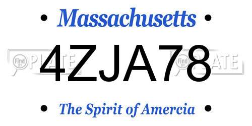 4ZJA78 Massachusetts License Plate