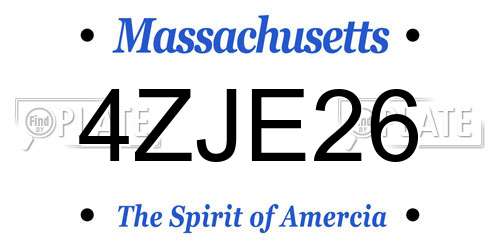 4ZJE26 Massachusetts License Plate