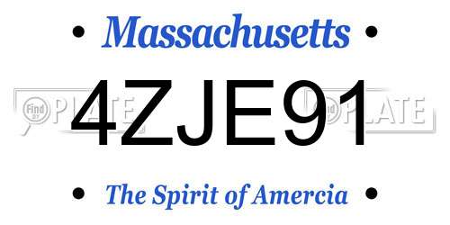 4ZJE91 Massachusetts License Plate