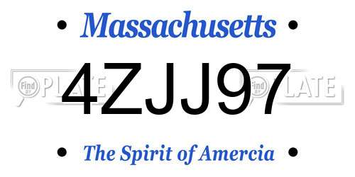 4ZJJ97 Massachusetts License Plate