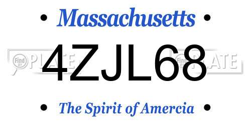 4ZJL68 Massachusetts License Plate