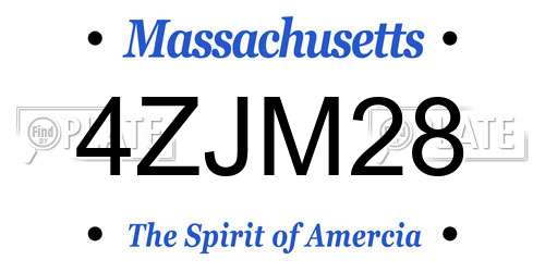 4ZJM28 Massachusetts License Plate