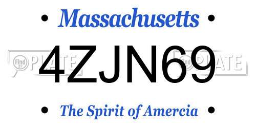 4ZJN69 Massachusetts License Plate