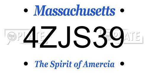 4ZJS39 Massachusetts License Plate
