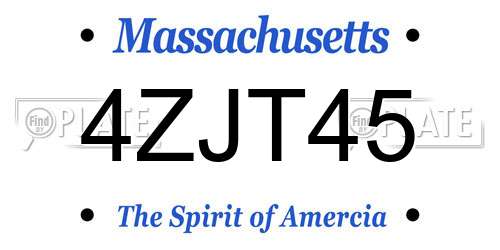 4ZJT45 Massachusetts License Plate