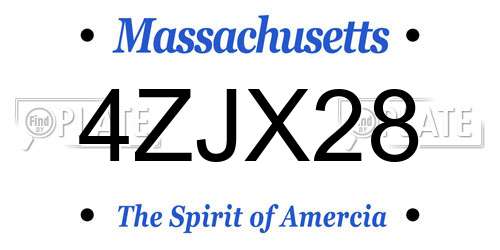 4ZJX28 Massachusetts License Plate