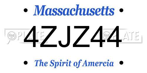 4ZJZ44 Massachusetts License Plate
