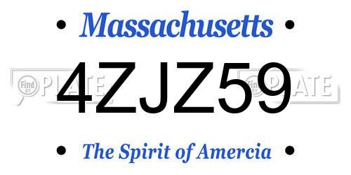 4ZJZ59 Massachusetts License Plate
