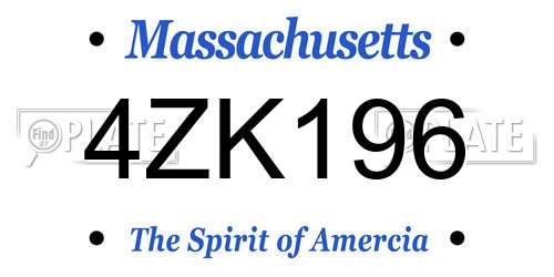 4ZK196 Massachusetts License Plate