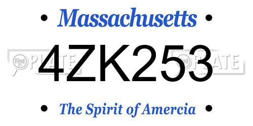 4ZK253 Massachusetts License Plate