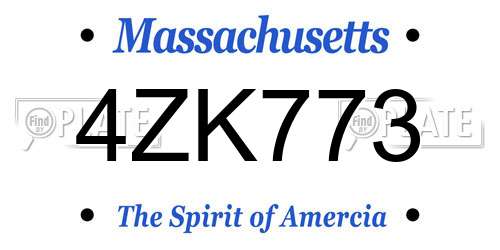 4ZK773 Massachusetts License Plate