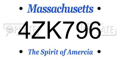 4ZK796 Massachusetts License Plate