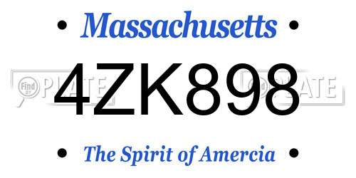 4ZK898 Massachusetts License Plate