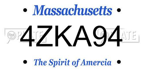 4ZKA94 Massachusetts License Plate