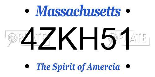 4ZKH51 Massachusetts License Plate