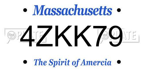 4ZKK79 Massachusetts License Plate