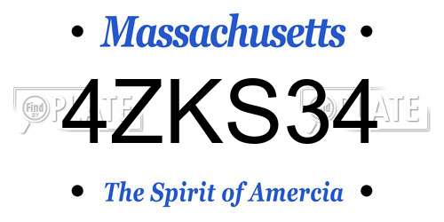 4ZKS34 Massachusetts License Plate