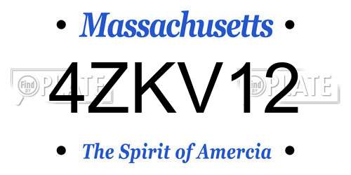 4ZKV12 Massachusetts License Plate