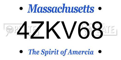 4ZKV68 Massachusetts License Plate