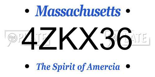 4ZKX36 Massachusetts License Plate