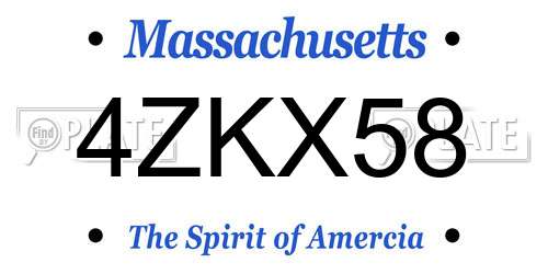 4ZKX58 Massachusetts License Plate