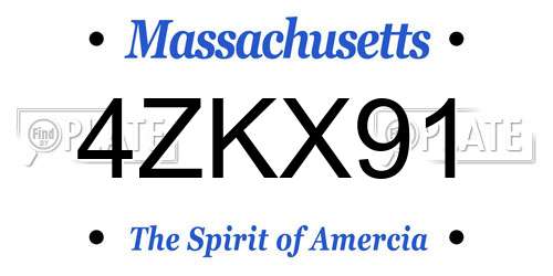 4ZKX91 Massachusetts License Plate