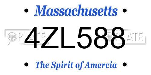 4ZL588 Massachusetts License Plate