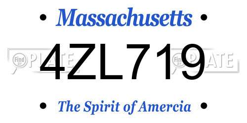 4ZL719 Massachusetts License Plate