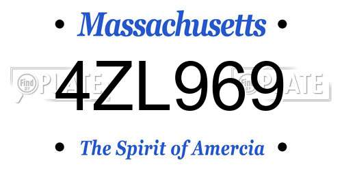 4ZL969 Massachusetts License Plate