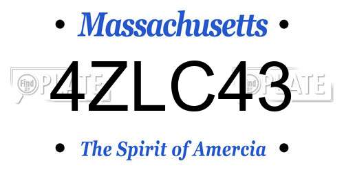 4ZLC43 Massachusetts License Plate