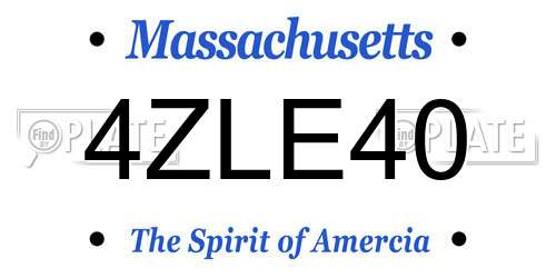 4ZLE40 Massachusetts License Plate