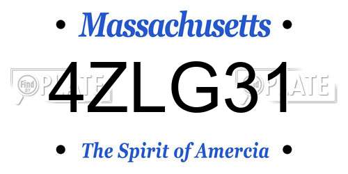 4ZLG31 Massachusetts License Plate