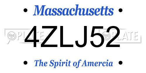4ZLJ52 Massachusetts License Plate