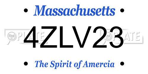 4ZLV23 Massachusetts License Plate