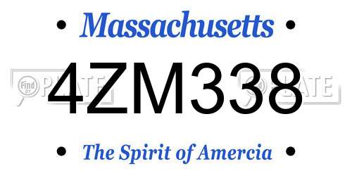 4ZM338 Massachusetts License Plate