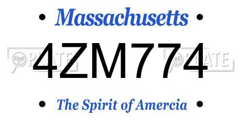 4ZM774 Massachusetts License Plate
