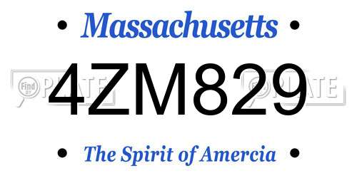 4ZM829 Massachusetts License Plate