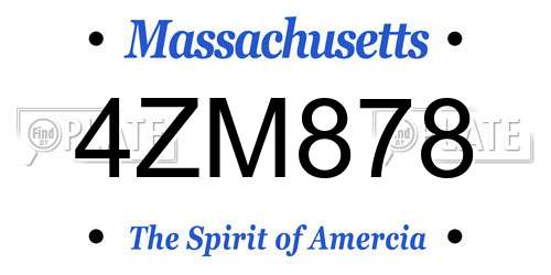 4ZM878 Massachusetts License Plate