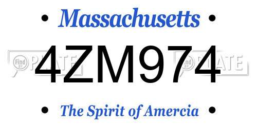 4ZM974 Massachusetts License Plate