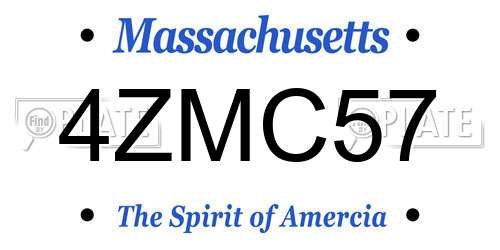 4ZMC57 Massachusetts License Plate